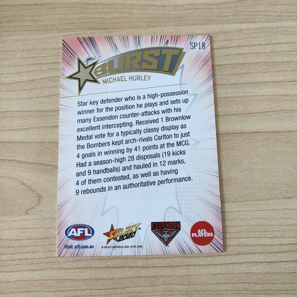 2020 Select Footy Stars Explosion Star Burst Michael Hurley Essendon
