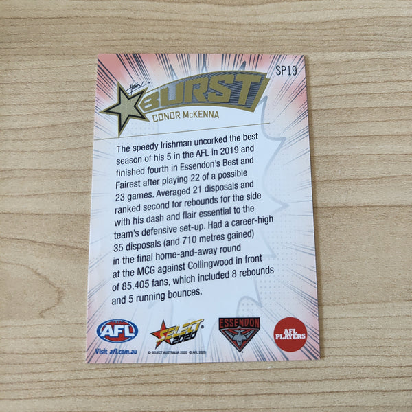 2020 Select Footy Stars Explosion Star Burst Conor McKenna Essendon