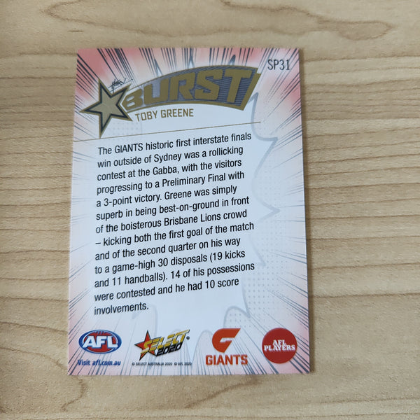 2020 Select Footy Stars Explosion Star Burst Toby Greene GWS