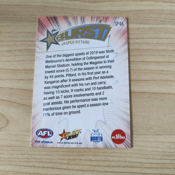 2020 Select Footy Stars Explosion Star Burst Jasper Pittard North Melbourne