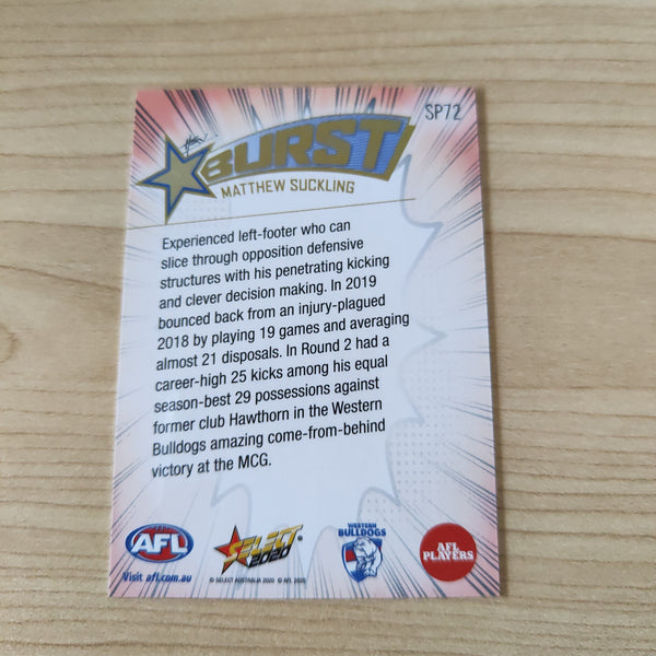 2020 Select Footy Stars Explosion Star Burst Matthew Suckling Western Bulldogs