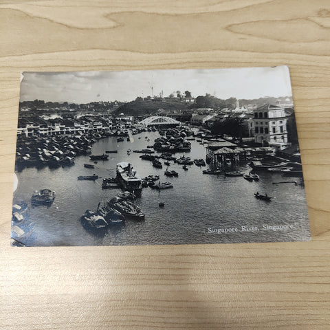 Malaya Strait Settlements Singapore River 1929 Photograph Postcard