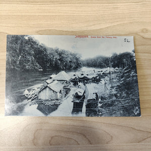 Malaya Strait Settlements Singapore Scene from the Pehang River Photograph Postcard