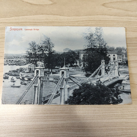 Malaya Strait Settlements Singapore Cavenagh Bridge 1908 Postcard To South Africa