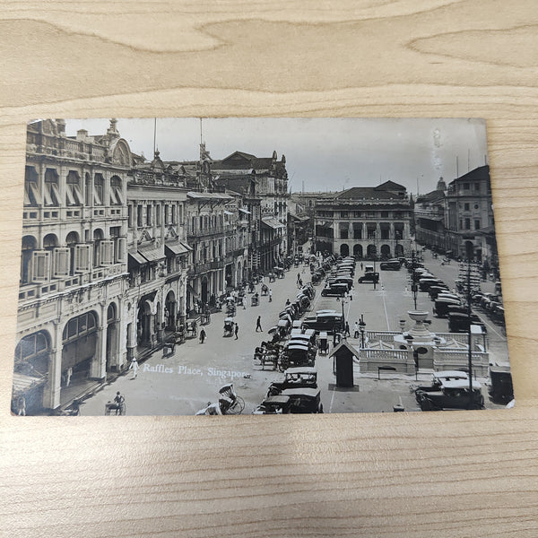 Malaya Strait Settlements Singapore Raffles Place 4c King George V 1923 Photograph Postcard To England