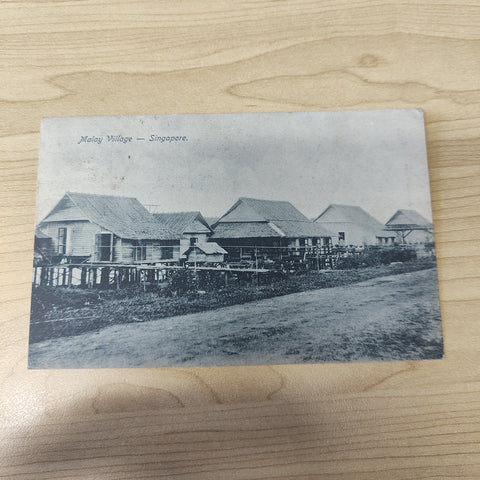 Malaya Strait Settlements Singapore Malay Village Postcard To England