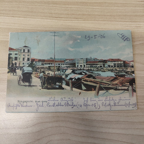 Malaya Straits Settlements Boat Quay 1906 Postcard To Frankfurt