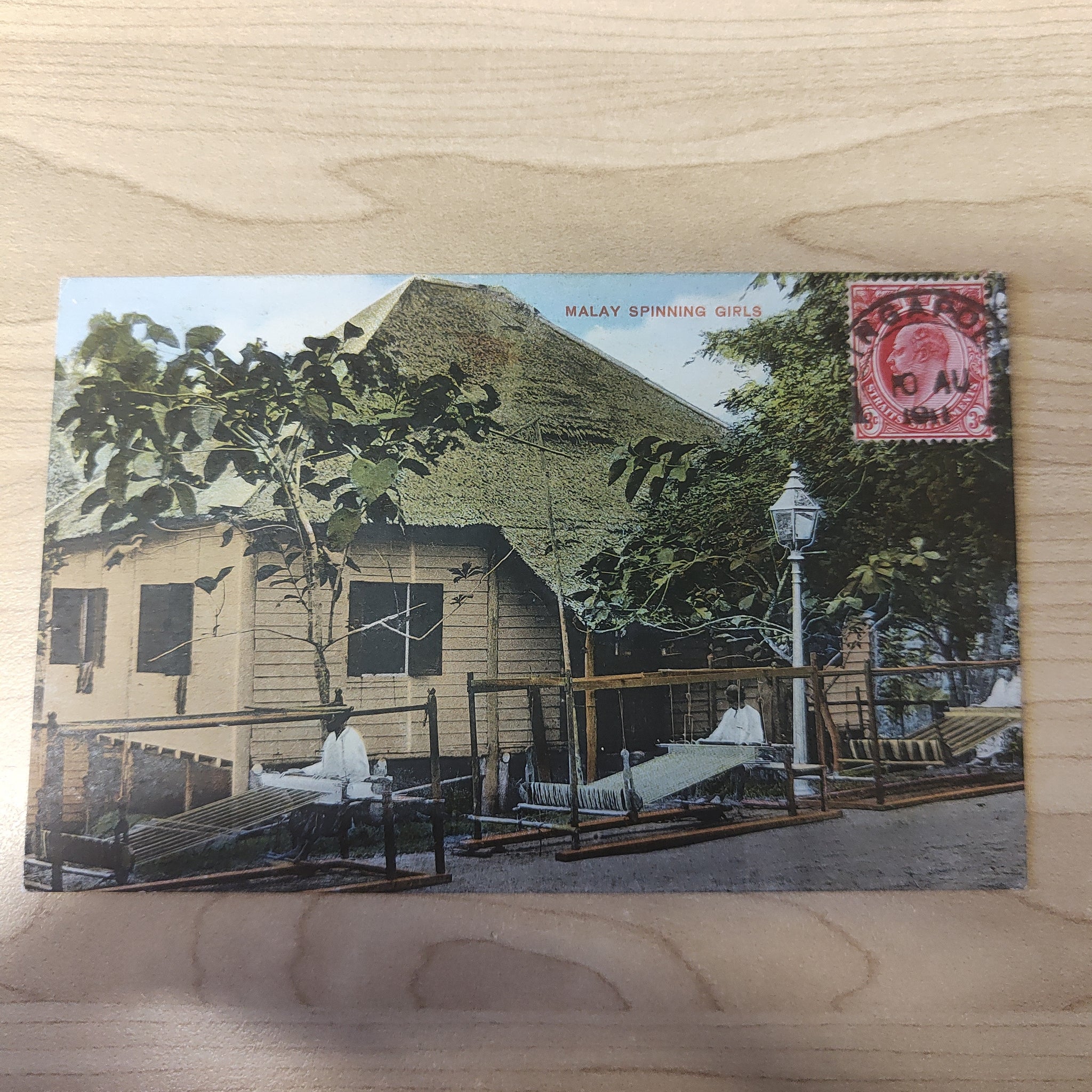 Malaya Strait Settlements Singapore Malay Spinning Girls 1911 King Edward 3c Postcard To Australia