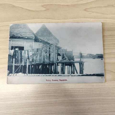 Malaya Strait Settlements Singapore Malay Houses Postcard