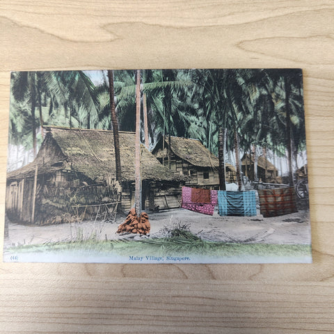 Malaya Strait Settlements Singapore Malay Village Postcard