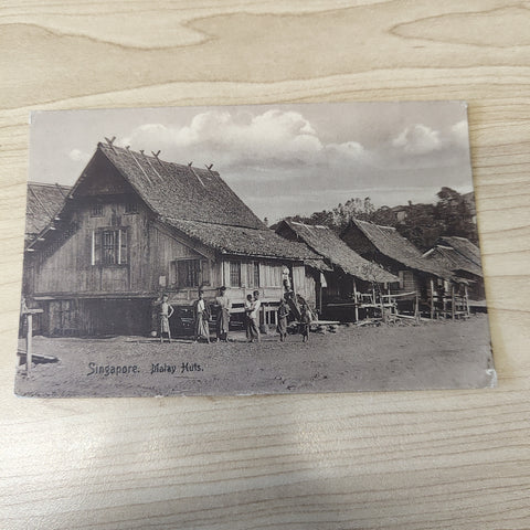 Malaya Strait Settlements Singapore Malay Huts Postcard