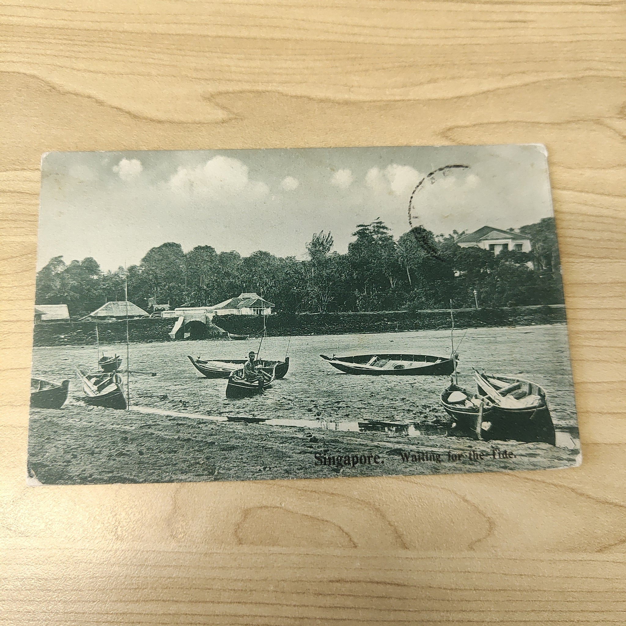 Malaya Strait Settlements Singapore Waiting for the Tide Postcard To France