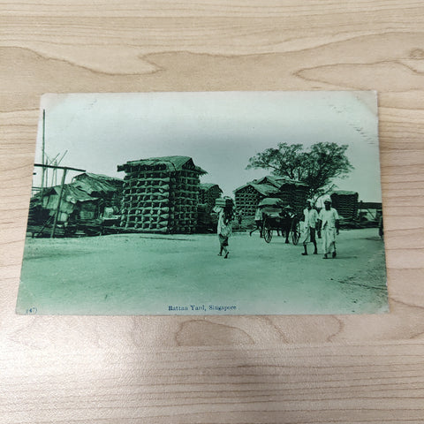 Malaya Strait Settlements Singapore Rattan Yard Postcard