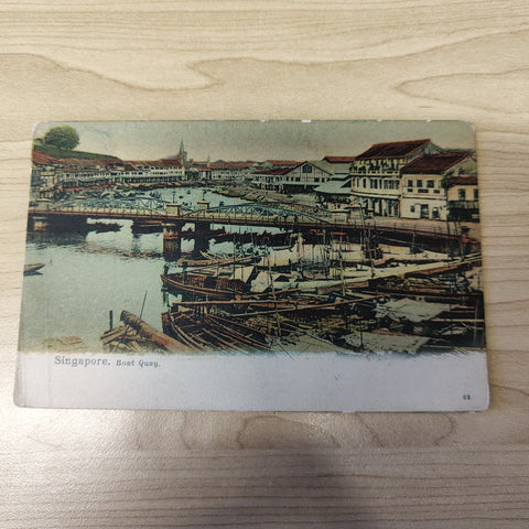 Malaya Strait Settlements Singapore Boat Quay Postcard