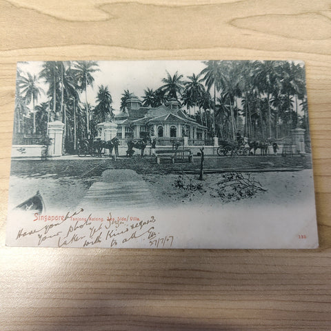 Malaya Strait Settlements Singapore Tanjong Kantong Sea Side Villa 1907 King Edward 3c Postcard