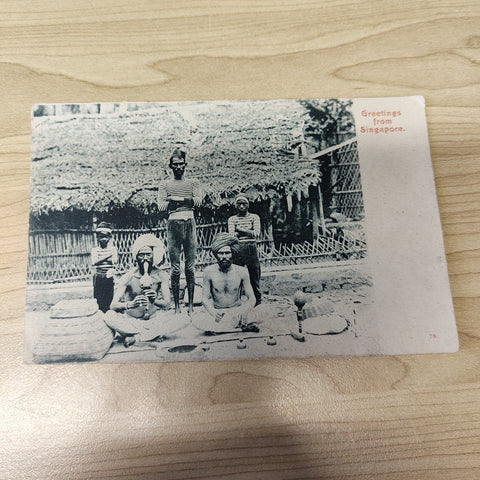 Malaya Strait Settlements Singapore Snake Charmers Postcard