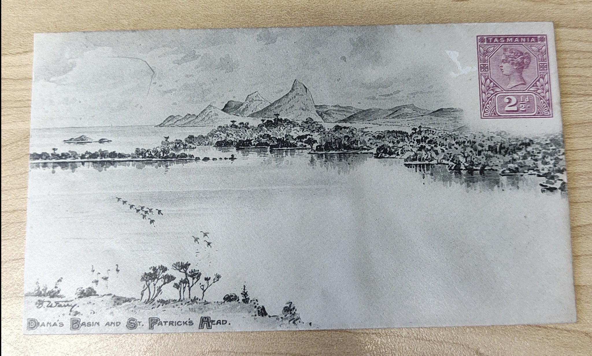 Tasmania 1898 2½d  Envelope with view "Diana Basin and St Patrick's Head"