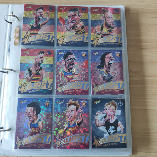 2019 AFL Select Footy Stars Star Burst Complete Set of 72 Cards