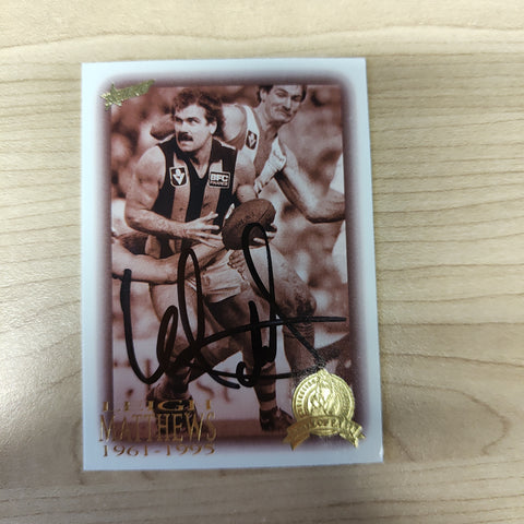 1996 Select AFL Centenary Hall of Fame Leigh Matthews Hand Signed Card Hawthorn