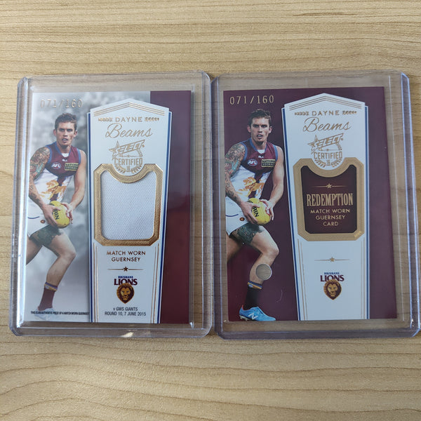 2016 Select Certified Match Worn Guernsey Dayne Beams Brisbane No.071/160
