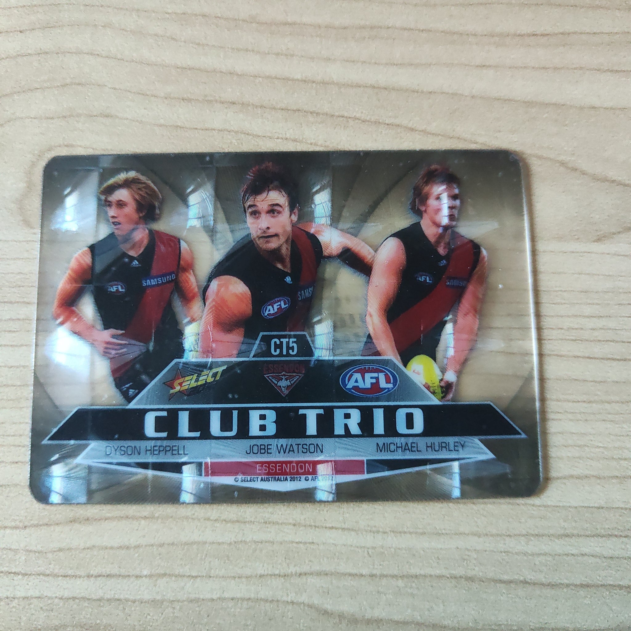 2012 Select Club Trio Essendon Heppell Watson Hurley Card
