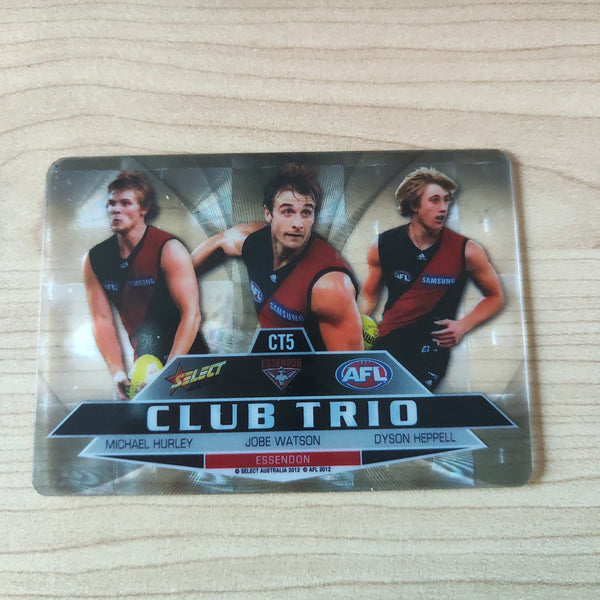 2012 Select Club Trio Essendon Heppell Watson Hurley Card
