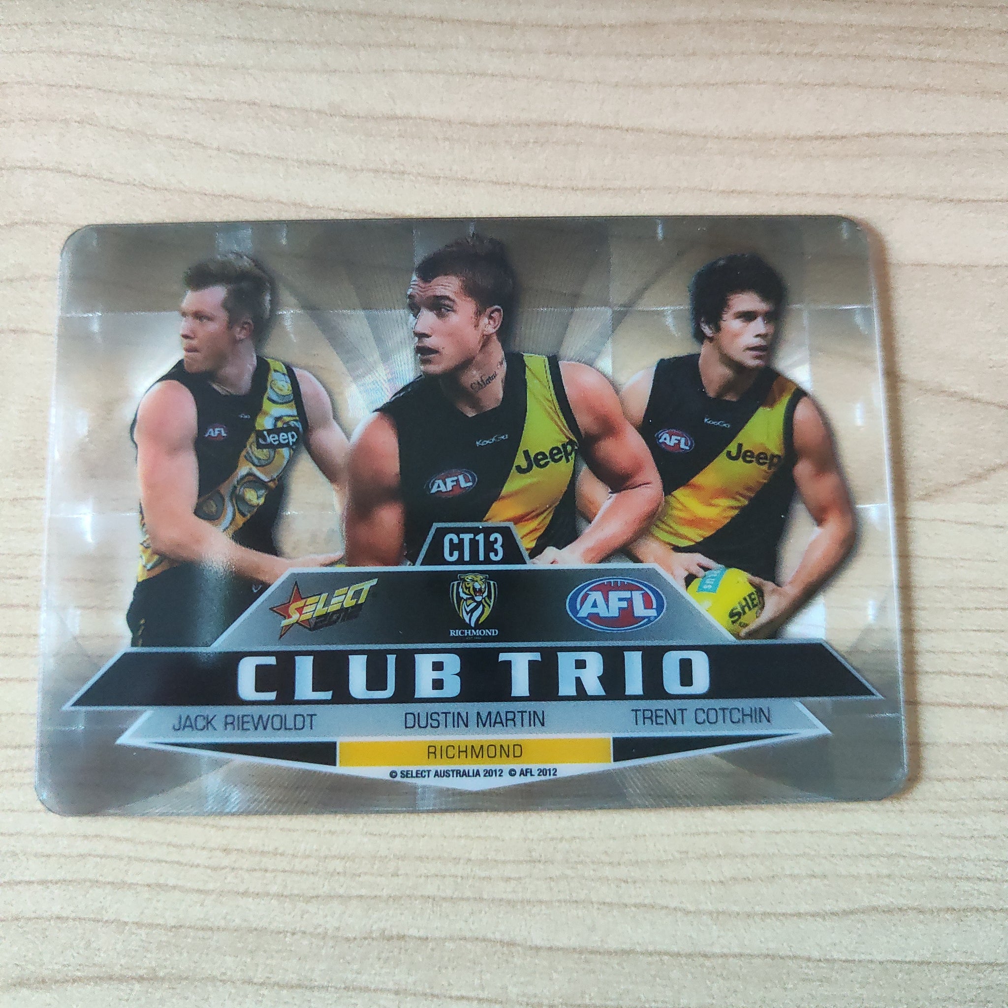 2012 Select Club Trio Richmond Riewoldt Martin Cotchin Card