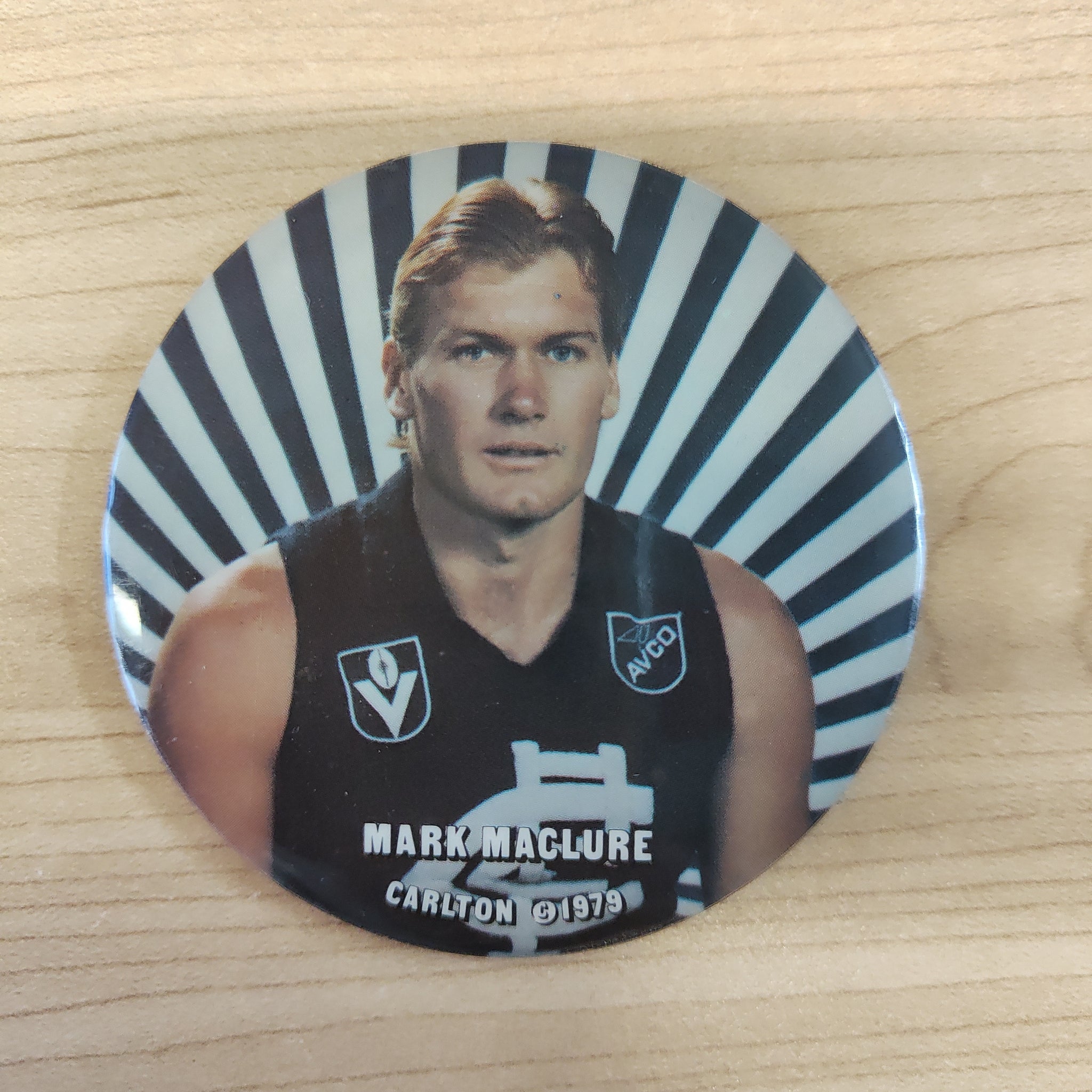 Carlton Football Club Vintage Player Button Badge 1979 Mark Maclure