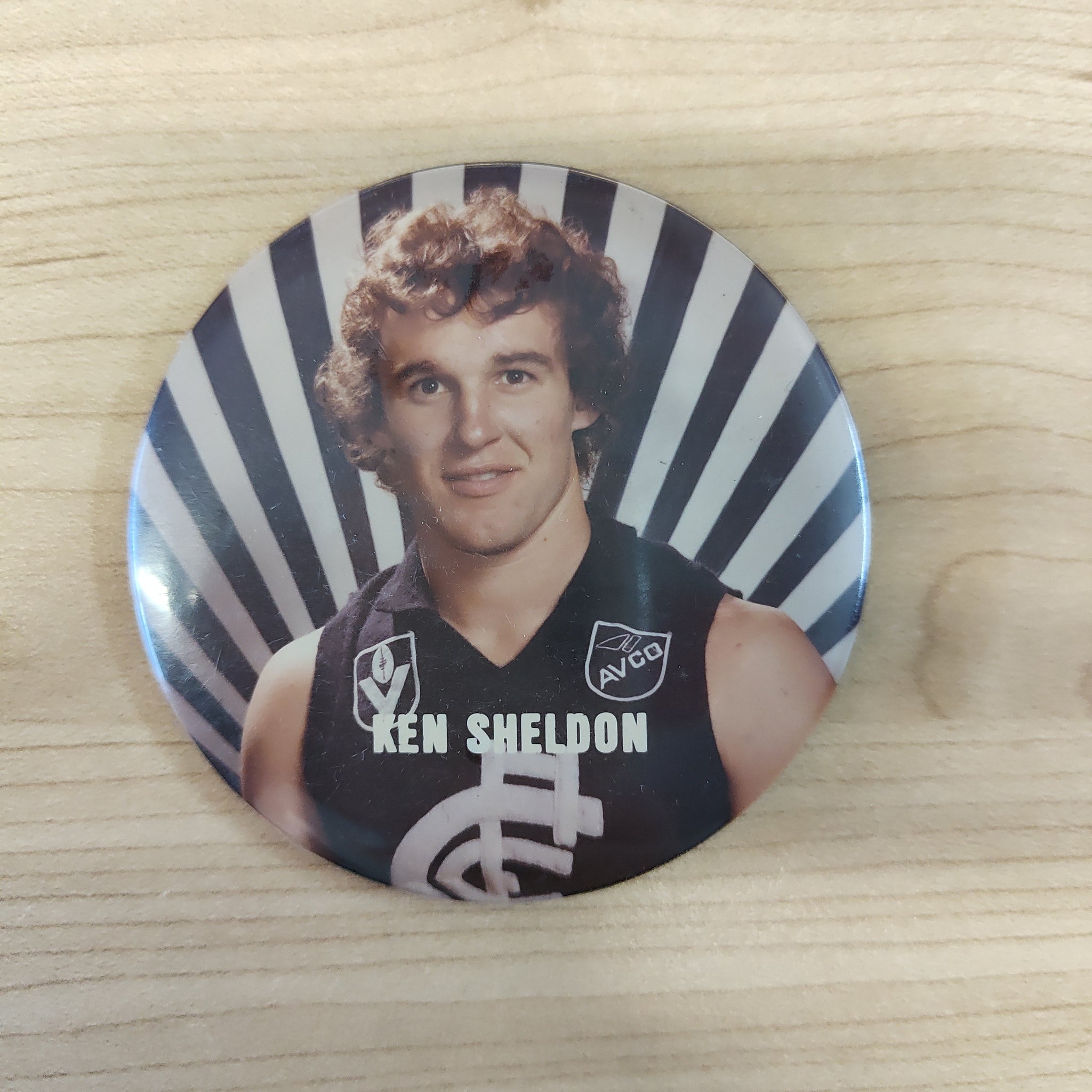 Carlton Football Club Vintage Player Button Badge Ken Sheldon