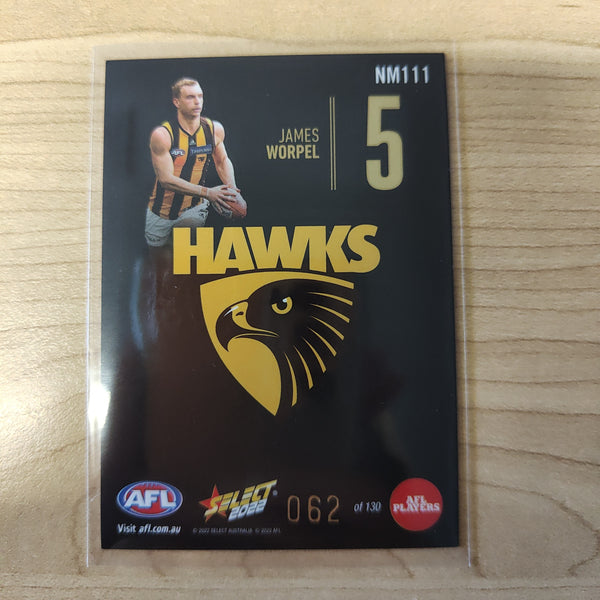 2022 AFL Footy Stars Numbers Midnight James Worpel Hawthorn 062/130