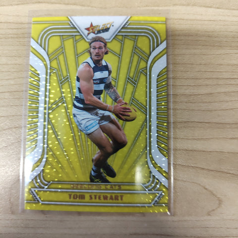2022 AFL Footy Stars Fractured Acid Yellow Tom Stewart Geelong 097/145