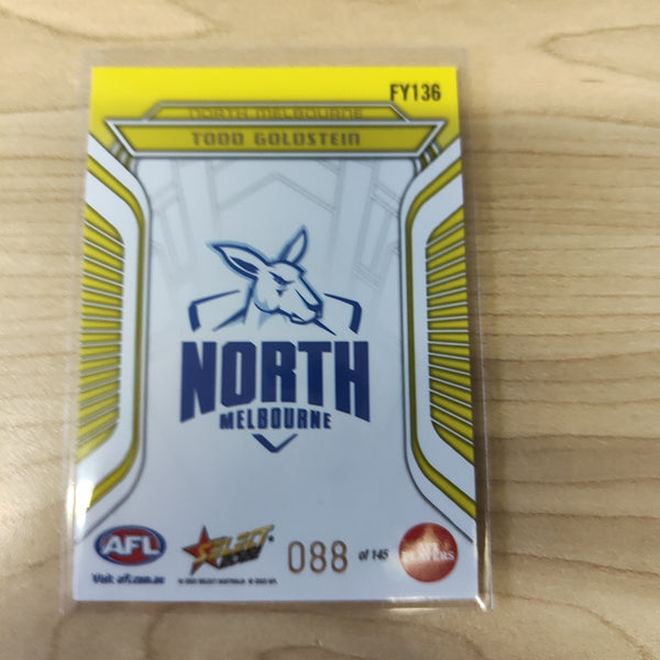 2022 AFL Footy Stars Fractured Acid Yellow Todd Goldstein North Melbourne 088/145