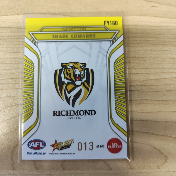 2022 AFL Footy Stars Fractured Acid Yellow Shane Edwards Richmond 013/145
