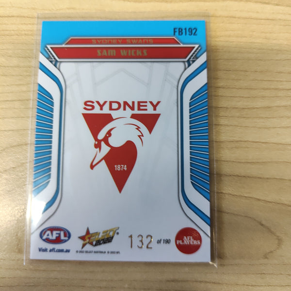 2022 AFL Footy Stars Fractured Arctic Blue Sam Wicks Sydney 132/190