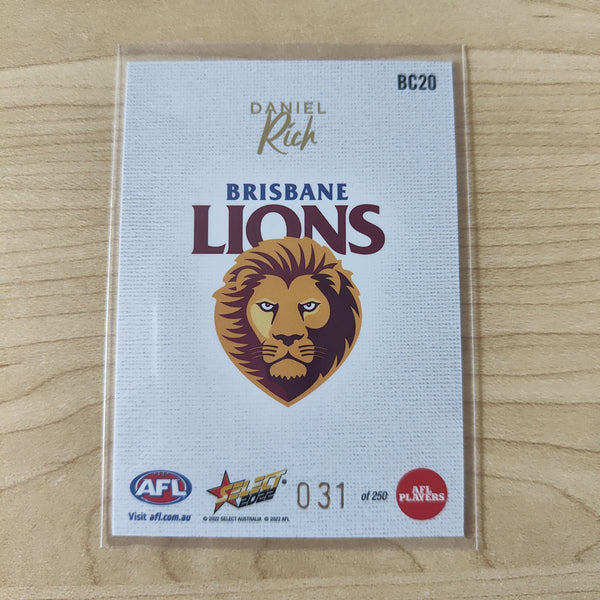 2022 AFL Footy Stars Blank Canvas Daniel Rich Brisbane 031/250