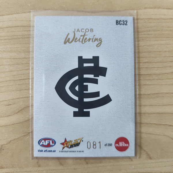 2022 AFL Footy Stars Blank Canvas Jacob Weitering Carlton 081/250