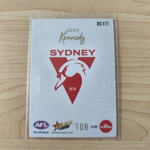 2022 AFL Footy Stars Blank Canvas Josh Kennedy Sydney 108/250