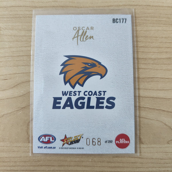 2022 AFL Footy Stars Blank Canvas Oscar Allen West Coast 068/250