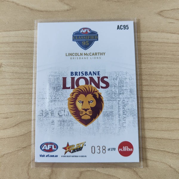 2022 AFL Footy Stars AFL Classified Lincoln McCarthy Brisbane 038/270