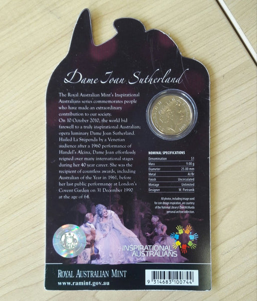 Australian 2011 Dame Joan Sutherland RAM $1  Uncirculated Coin