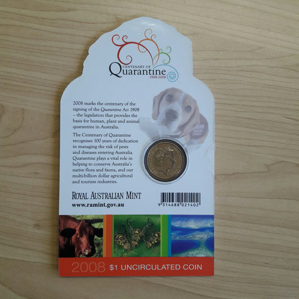 Australia 2008 Royal Australian Mint $1 Centenary of Quarantine Uncirculated Coin