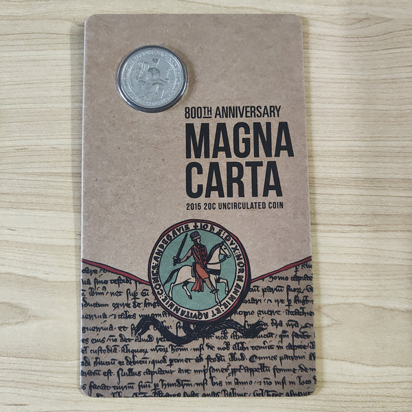 2015 800th Anniversary Magna Carta 20c Uncirculated Carded Coin