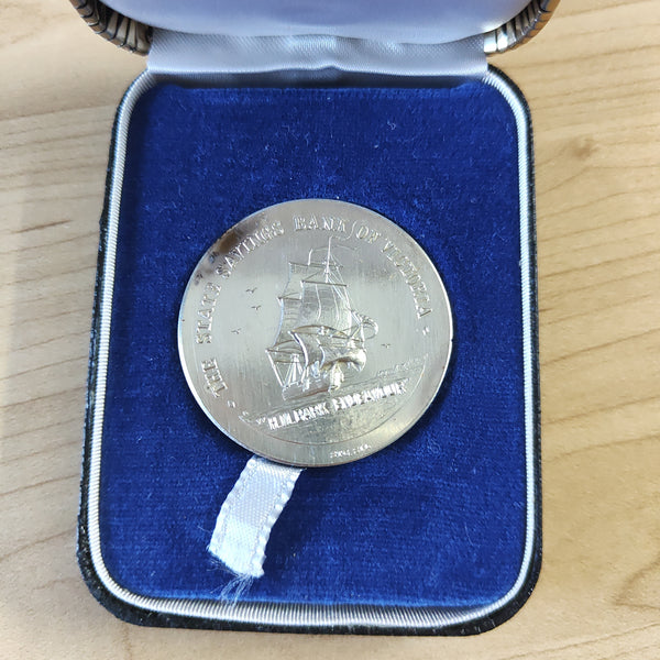 Australia 1970 Captain James Cook Bi-Centenary of Captain Cook's Voyage of Discovery Sterling Silver Medallion issued by State Savings Bank of Victoria