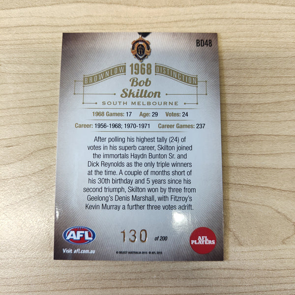 2015 Select Honours 2 Brownlow Distinction 1968 Bob Skilton South Melbourne