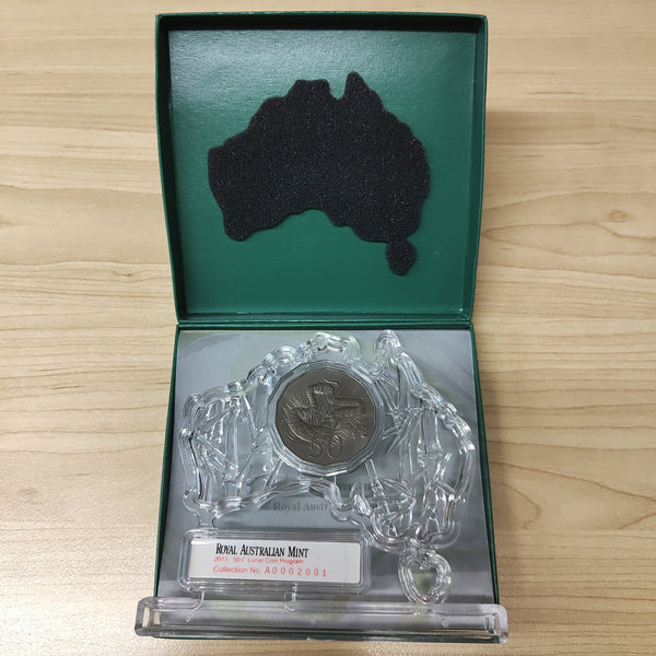 Australia 2013 Royal Australian Mint Fifty Cents 50c Lunar New Year of the Snake Tetra-Decagonal Coin in map of Australia case