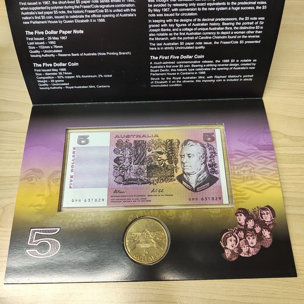 Sherwood 2007 Five Dollar Limited Edition Pack Last $5 Note First $5 Coin Folder