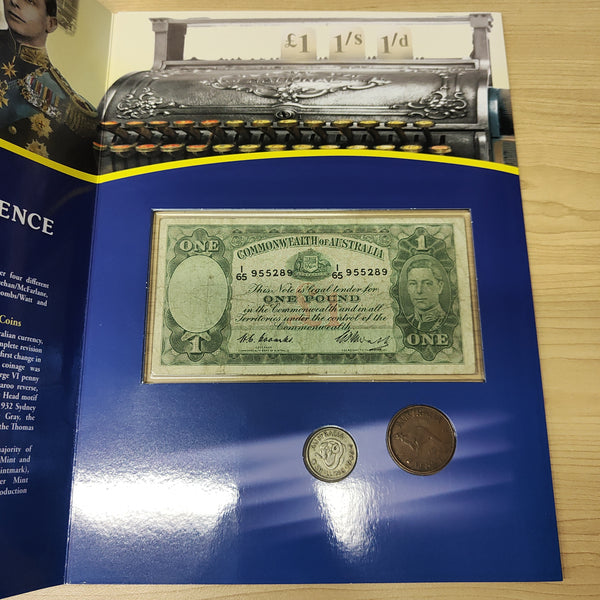 Sherwood 2011 George VI Pre-Decimal Currency Australian Pounds, Shillings & Pence Coin and Note Folder