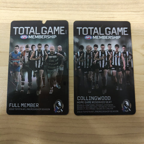 2010 AFL Collingwood Football Club Total Game Membership Full Member and Home Game Reserved Seat Cards