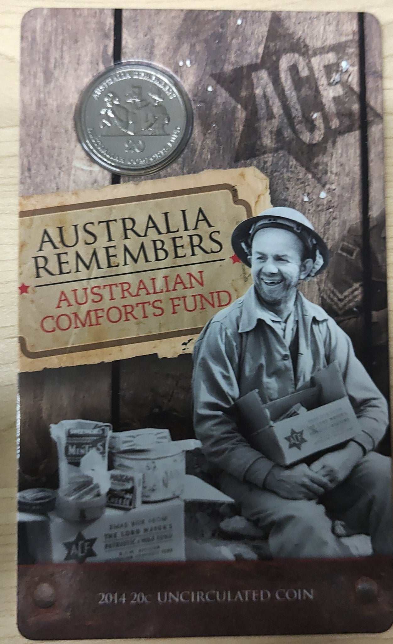 Australia 2014 Royal Australian Mint 20c Australia Remembers Australian Comfort Fund Uncirculated Carded Coin