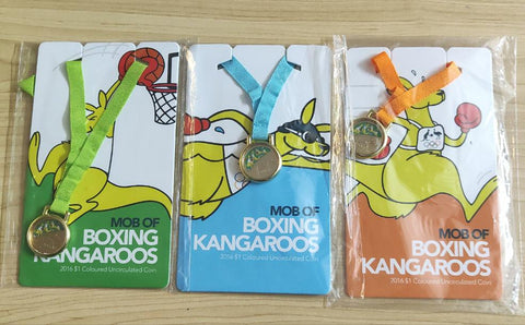 Australia 2016 Royal Australian Mint $1 Olympics Mob of Boxing Kangaroos Uncirculated Carded Coin Set